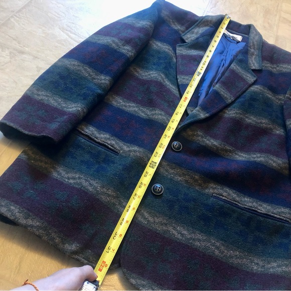 Vintage TRIBAL Sportswear Clover Pattern Wool Blend Blazer - Picture 9 of 9